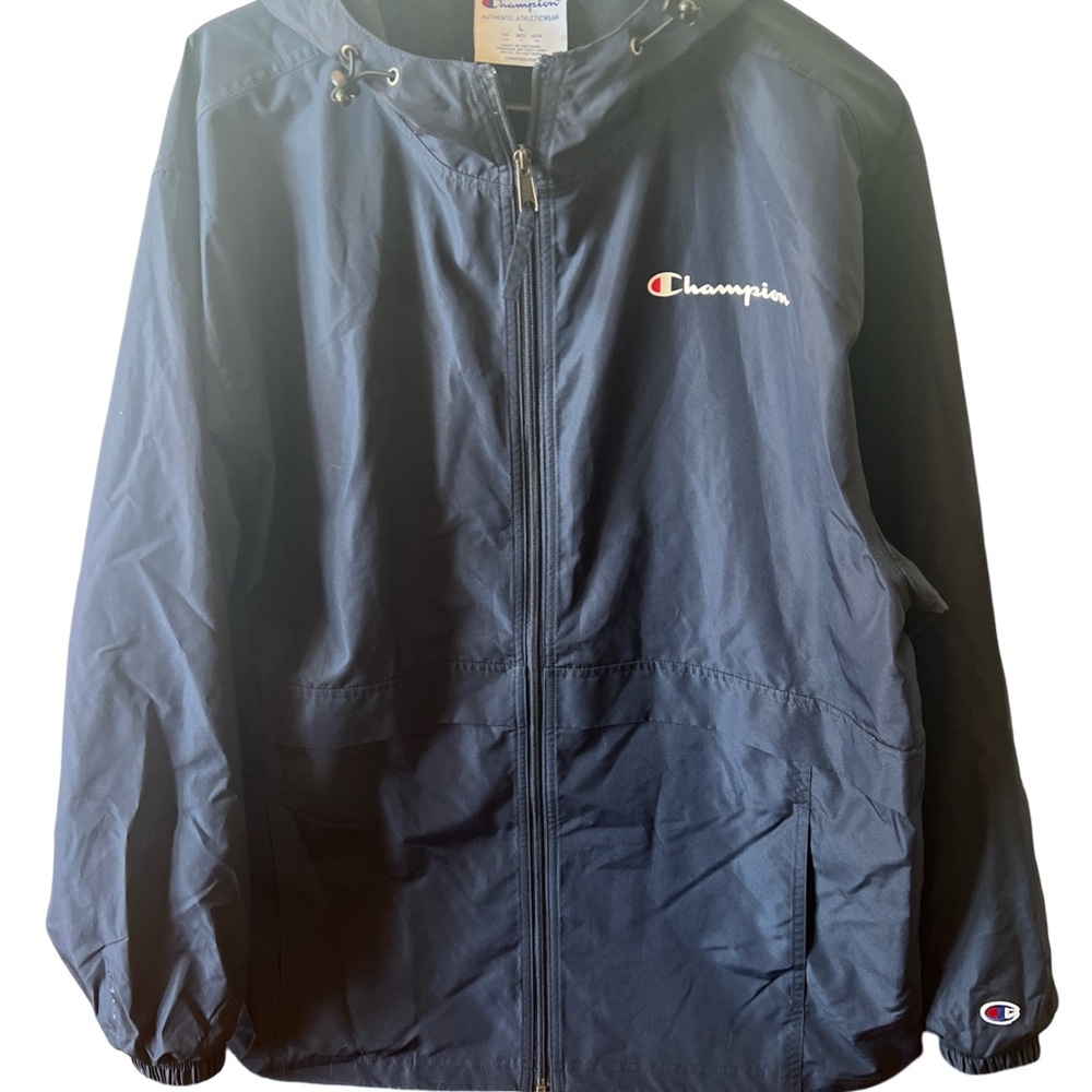 Champion Navy Windbreaker Jacket For Ladies or Men Sz L